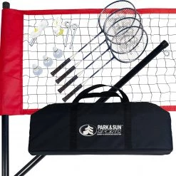 Park & Sun Sports Badminton Sport Set W/ 1" 3Pc Steel Poles 4 Rackets & 3 Shuttlecocks