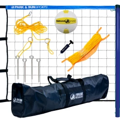 Park & Sun Sports Spiker Sport Volleyball Set W/1.5" 3Pc Steel Poles Blue Volleyballs